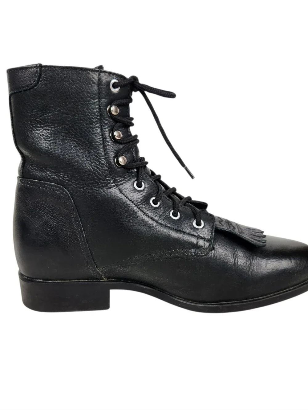 Ariat Heritage Lacer Black Leather Kiltie Lace Up Weatern Boots Womens Size 6.5M